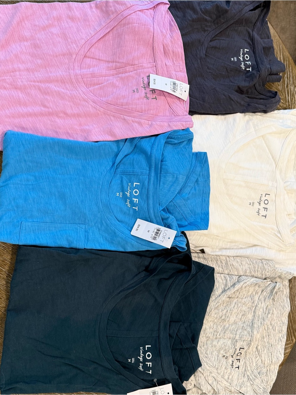 LOFT Short Sleeve Tees Bundle - Blue, Pink, Black, White, Gray